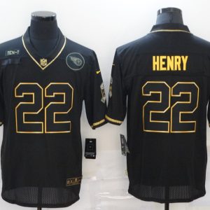 Men's Tennessee Titans #22 Derrick Henry Black/Gold Salute To Service Limited Jersey