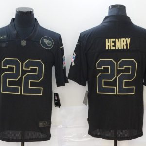 Men's Tennessee Titans #22 Derrick Henry 2020 Black Salute To Service Limited Jersey