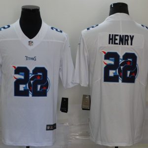 Men's Tennessee Titans #22 Derrick Henry White Shadow Logo Limited Jersey