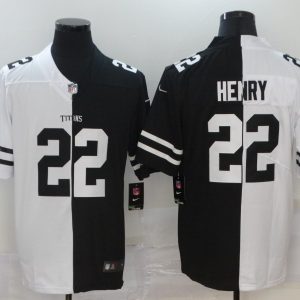 Men's Tennessee Titans #22 Derrick Henry Black/White Split 2020 Vapor Untouchable Limited Jersey