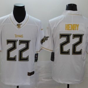Men's Tennessee Titans #22 Derrick Henry 2019 100th Season Golden Edition Limited Jersey