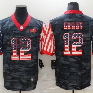 Men's Tampa Bay Buccaneers #12 Brady 2020 Camo USA Flag Limited Jersey