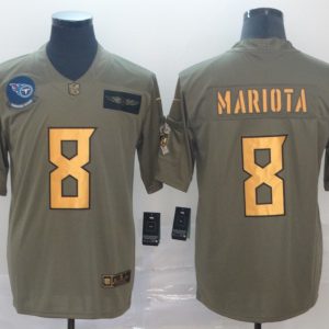 Men's Tennessee Titans #8 Marcus Mariota 2019 Olive/Gold Salute To Service Limited Jersey