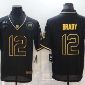 Men's Tampa Bay Buccaneers #12 Brady Black/Gold Salute To Service Limited Jersey