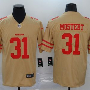 Men's 49ers #31 Raheem Mostert Gold Inverted Legend Men Jersey