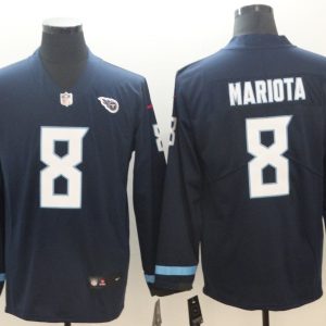 Men's Tennessee Titans 8 Mariota Teams Nike Therma Long Sleeve Jersey