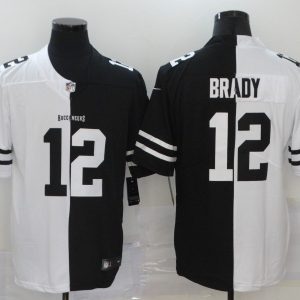 Men's Tampa Bay Buccaneers #12 Brady Black/White Split 2020 Vapor Untouchable Limited Jersey