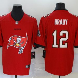 Men's Tampa Bay Buccaneers #12 Brady Red Team Big Logo Number Vapor Untouchable Limited Jersey