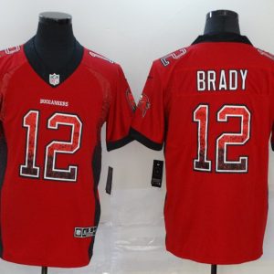 Men's Tampa Bay Buccaneers #12 Brady Red Drift Fashion Color Rush Limited Jersey