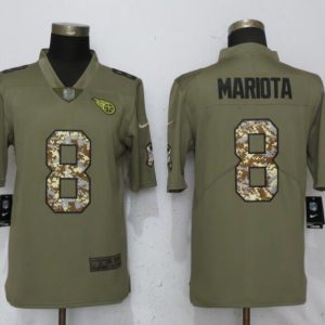 New Nike Tennessee Titans 8 Mariota Olive/Camo Carson 2018 Salute to Service Limited Jersey