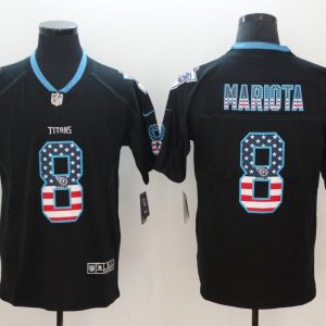Nike 2018 Tennessee Titans #8 Mariota USA Flag Fashion Black Color Rush Limited Jersey