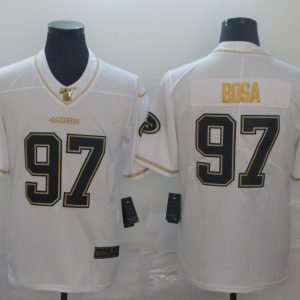 Men's San Francisco 49ers #97 Nick Bosa White 2019 100th Season Golden Edition Limited Jersey