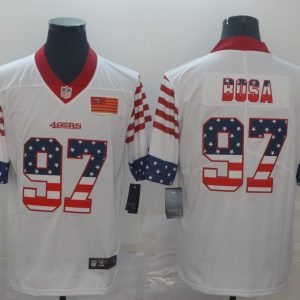 Men's San Francisco 49ers #97 Nick Bosa White 2019 USA Flag Fashion Limited Jersey