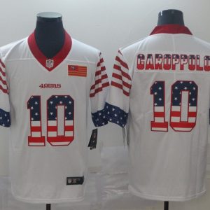 Men's San Francisco 49ers #10 Jimmy Garoppolo White 2019 USA Flag Fashion Limited Jersey