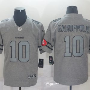 Men's San Francisco 49ers #10 Jimmy Garoppolo 2019 Gray Gridiron Team Logo Limited Jersey