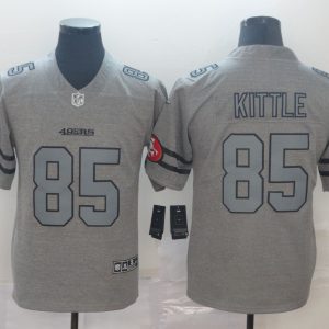 Men's San Francisco 49ers #85 George Kittle 2019 Gray Gridiron Team Logo Limited Jersey