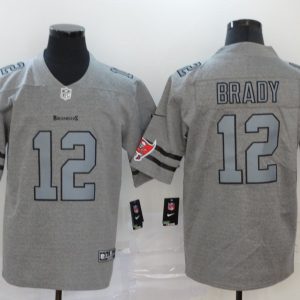 Copy Men's Tampa Bay Buccaneers #12 Brady 2019 Gray Gridiron Team Logo Limited Jersey