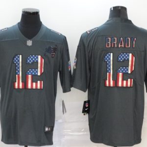 Copy Men's Tampa Bay Buccaneers #12 Brady Grey 2019 Salute To Service USA Flag Fashion Limited Jersey