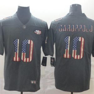 Men's San Francisco 49ers #10 Jimmy Garoppolo Grey 2019 Salute To Service USA Flag Limited Jersey