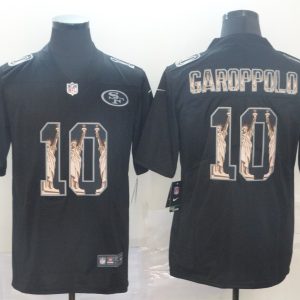 Men's San Francisco 49ers #10 Jimmy Garoppolo 2019 Black Statue Of Liberty Limited Jersey