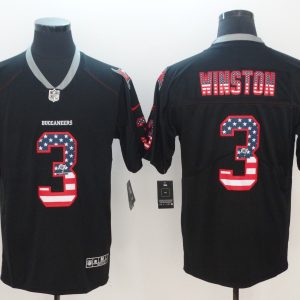 Nike 2018 Nike Tampa Bay Buccaneers #3 Winston USA Flag Fashion Black Color Rush Limited Jersey