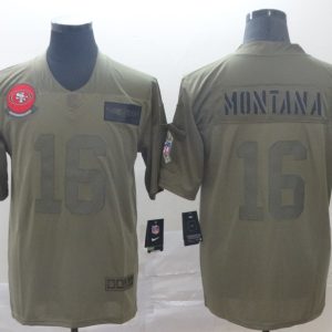 Nike San Francisco 49ers #16 Joe Montana 2019 Olive Salute To Service Limited Men Jersey