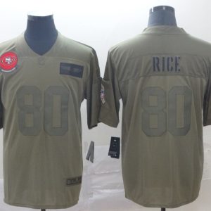 Nike San Francisco 49ers #80 Jerry Rice 2019 Olive Salute To Service Limited Men Jersey