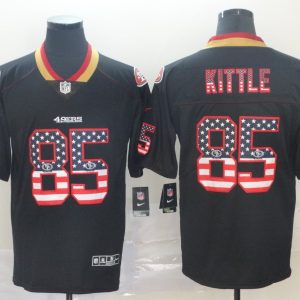 San Francisco 49ers#85 George Kittle Black USA Flag Limited Men Jersey