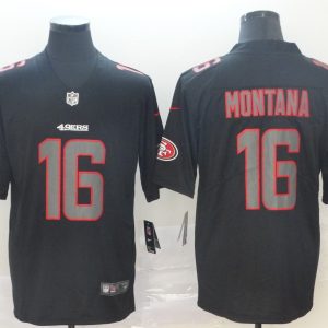 Nike 49ers #16 Joe Montana Black Impact Vapor Limited Men Jersey