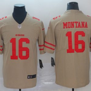 Nike San Francisco 49ers #16 Joe Montana Gold Inverted Legend Men Jersey