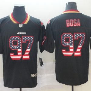 Nike San Francisco 49ers #97 Bosa USA Flag Fashion Black Color Rush Limited Jersey
