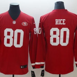 Men's San Francisco 49ers #80 Rice Teams Nike Therma Long Sleeve Jersey