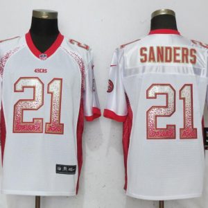 NEW Nike San Francisco 49ers 21 Sanders Drift Fashion White Elite Jersey