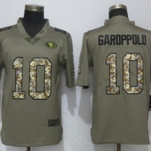 New Nike San Francisco 49ers 10 Jimmy Garoppolo Olive/Camo Carson 2018 Salute to Service Limited Jersey
