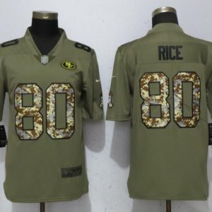New Nike San Francisco 49ers 80 Rice Olive/Camo Carson 2018 Salute to Service Limited Jersey