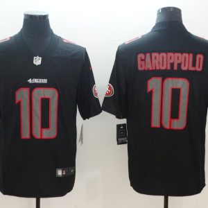 Nike 2018 San Francisco 49ers Jimmy Garoppolo Fashion Impact Black Color Rush Limited Jersey