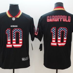 Nike 2018 Nike San Francisco 49ers #10 Garoppolo USA Flag Fashion Black Color Rush Limited Jersey