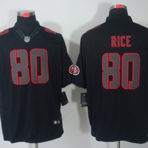Rice Black Jersey, San Francisco 49ers #80 Nike Impact Limited Jersey