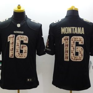 Nike San Francisco 49ers #16 Montana Black Salute TO Service Jersey