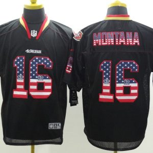 Nike San Francisco 49ers #16 Montana Black USA Flag Elite Jersey