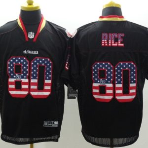 Nike San Francisco 49ers #80 Rice Black USA Flag Elite Jersey