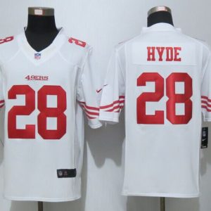 New Nike San Francisco 49ers 28 Hyde White Limited Jerseys