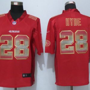 2015 New Nike San Francisco 49ers 28 Hyde Red Strobe Limited Jersey