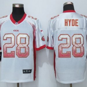 NEW Nike San Francisco 49ers 28 Hyde Drift Fashion White Elite Jerseys
