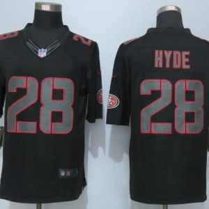 New Nike San Francisco 49ers 28 Hyde Impact Limited Black Jerseys