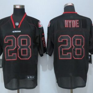 New Nike San Francisco 49ers 28 Hyde Lights Out Black Elite Jerseys