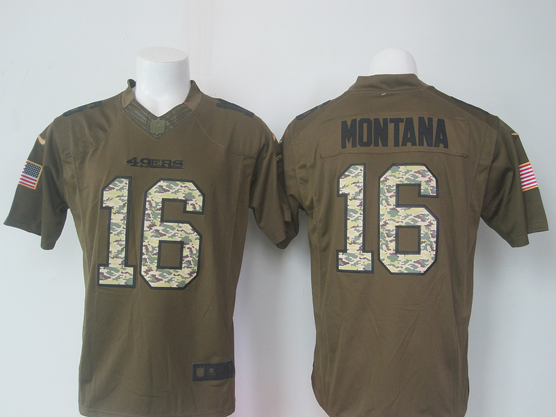 Nike San Francisco 49ers 16 Montana Green Salute To Service Limited Jersey