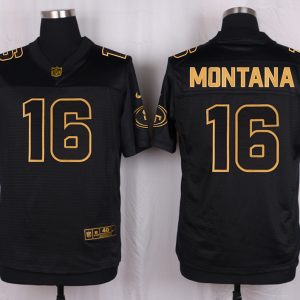 Mens San Francisco 49ers #16 Montana Pro Line Black Gold Collection Jersey