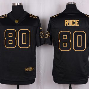 Mens San Francisco 49ers #80 Rice Pro Line Black Gold Collection Jersey