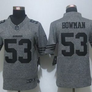 Nike San Francisco 49ers #53 Bowman Gray Mens Stitched Gridiron Gray Limited Jersey